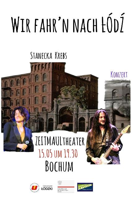 zeitmaul_stanecka_krebs_lodz Plakat zur Ankündigung des Konzerts "Wir fahren nach Lodz" mit Joanna Stanecka und Ziggy Krebs (ZEITMAUL-Theater Bochum)